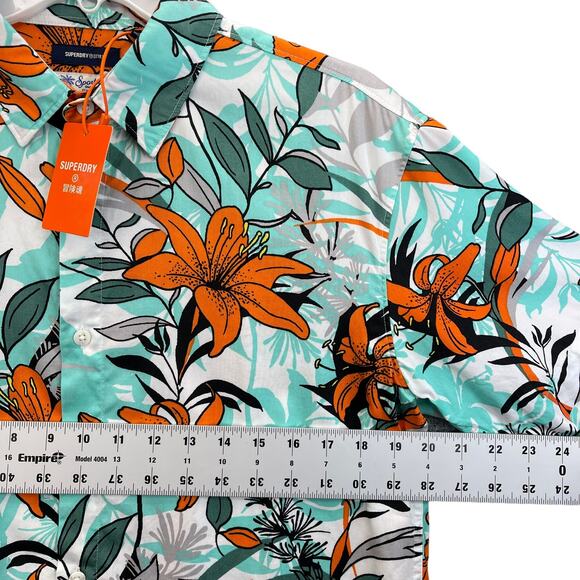 Superdry Men's Polo Shirt Size S Hawaiian Orange Vintage Button Up - Picture 4 of 12